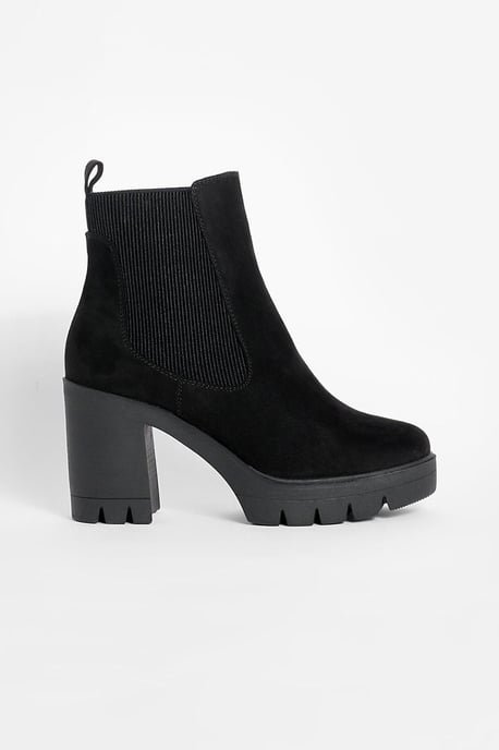 Wide Fit Faux Suede Chunky Heeled Chelsea Boots - Image 2