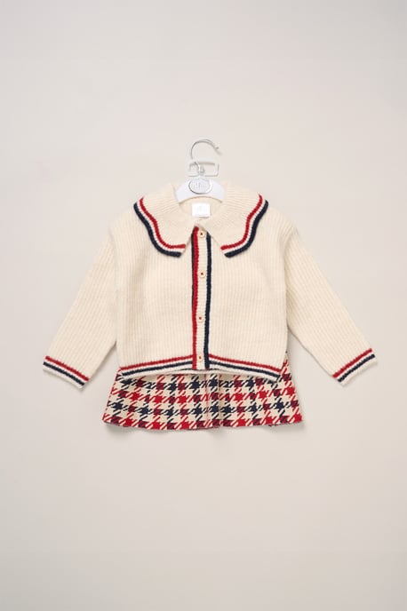 True Knit Cardigan with Check Skirt - Image 2