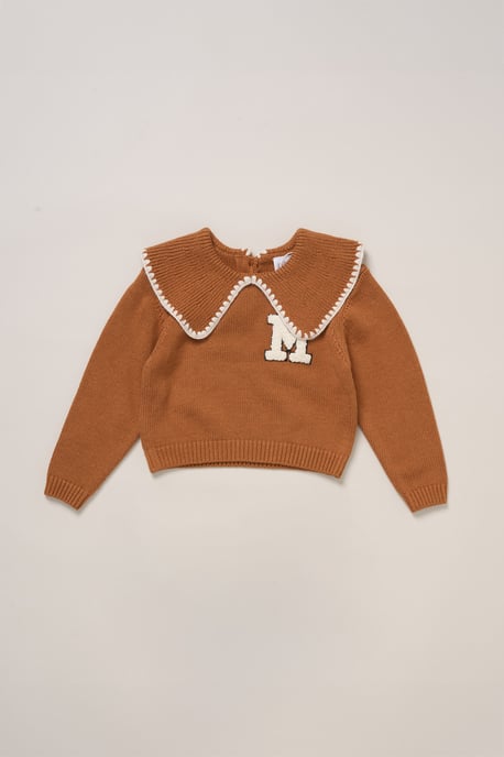 True Knit Jumper with Woven Collar and Check Skirt - Image 3