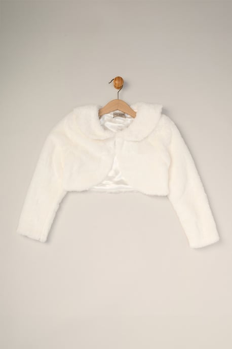 Satin Shift Dress, Faux Fur Cardigan and Bow Clip Set - Image 3