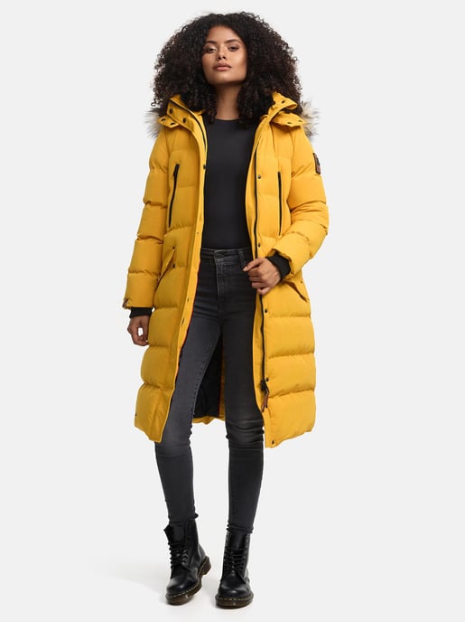 Marikoo women’s winter coat – Schneesternchen, long with hood & faux fur collar - Image 1