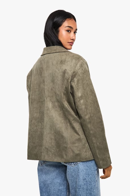 Boxy Oversized Faux Suede Blazer - Image 2