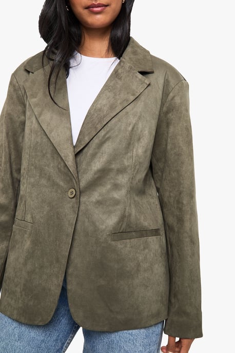 Boxy Oversized Faux Suede Blazer - Image 4
