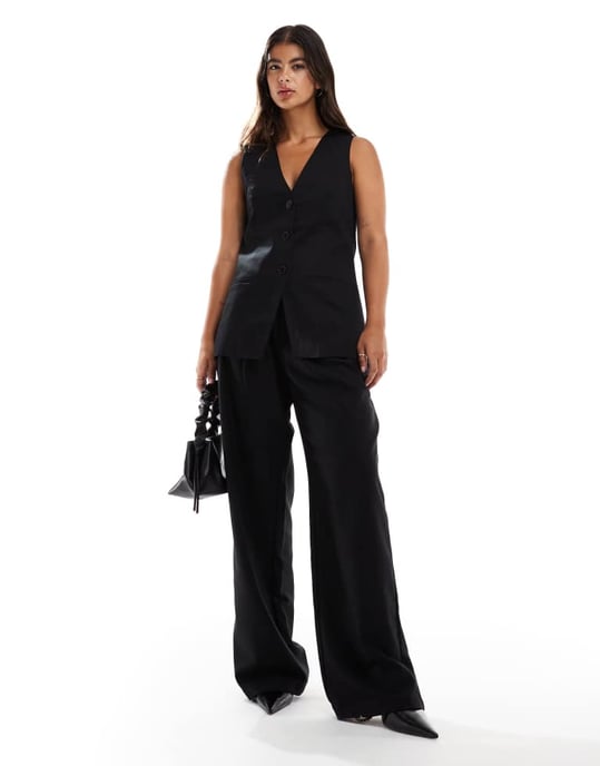 ASOS DESIGN longline waistcoat in black - Image 2