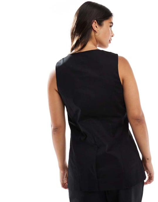 ASOS DESIGN longline waistcoat in black - Image 3