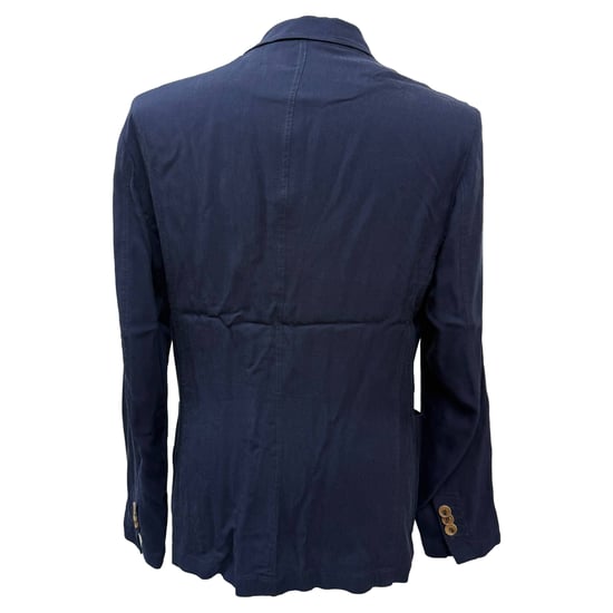 Giorgio Armani Enkelknoop Blazer met Zakken in Donkerblauwe Katoen - Image 3