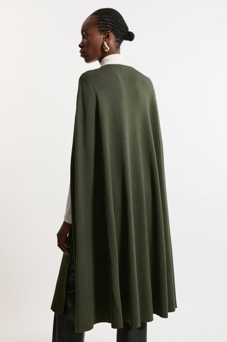 Tall Viscose Blend Military Knit Longline Cape - Image 3