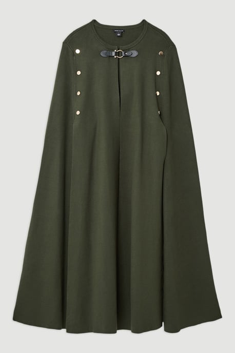 Tall Viscose Blend Military Knit Longline Cape - Image 4
