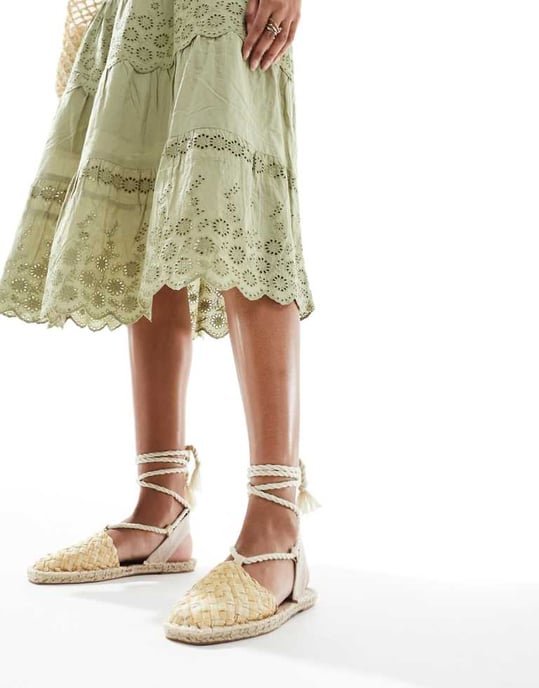 ASOS DESIGN Jungle woven strappy espadrilles in natural raffia - Image 1