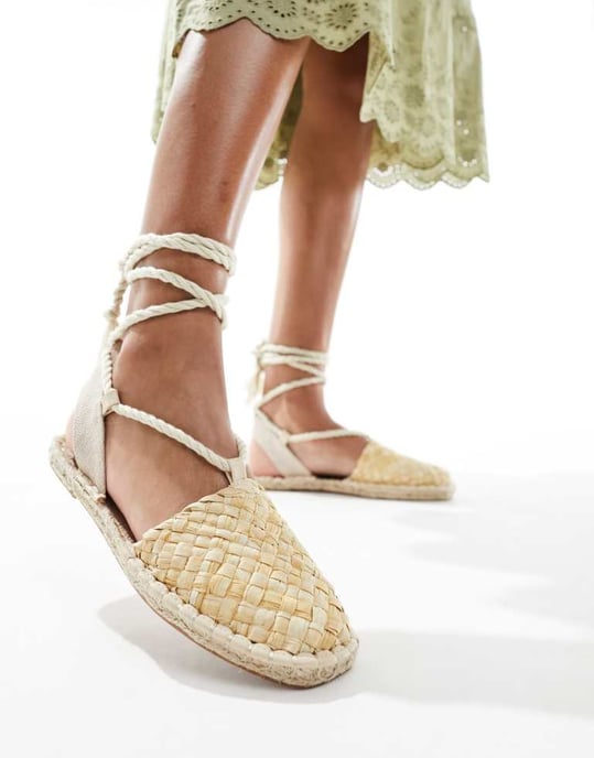 ASOS DESIGN Jungle woven strappy espadrilles in natural raffia - Image 2
