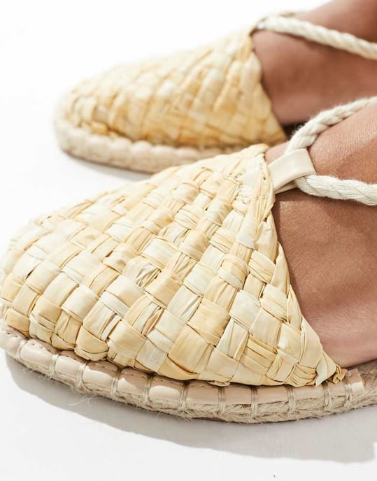 ASOS DESIGN Jungle woven strappy espadrilles in natural raffia - Image 3