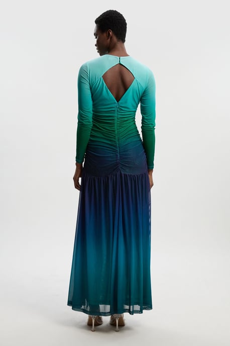 Long Sleeve Ombre Mesh Maxi Dress - Image 4