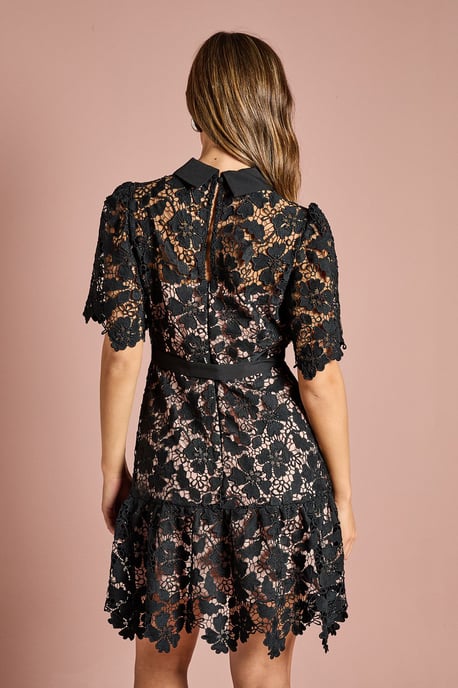 Lace Shirt Mini Belted Dress - Image 3