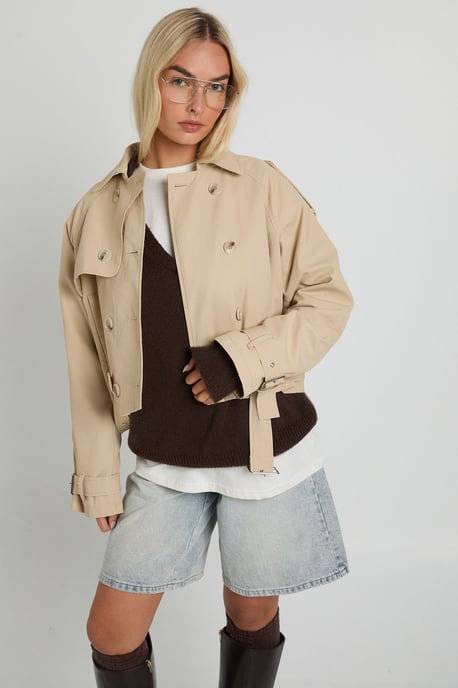 Belted Short Trench - Image 1