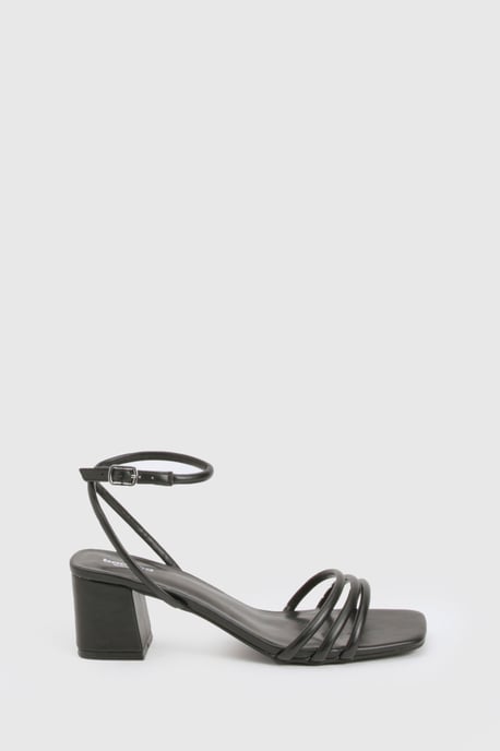 Wide Fit Square Toe Triple Strap Low Block Heel Sandals - Image 3