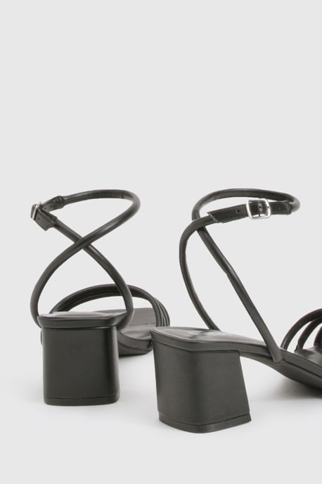 Wide Fit Square Toe Triple Strap Low Block Heel Sandals - Image 4
