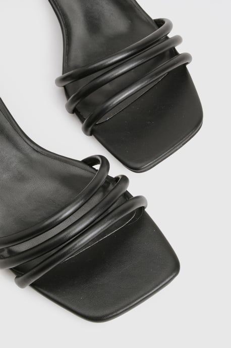 Wide Fit Square Toe Triple Strap Low Block Heel Sandals - Image 5