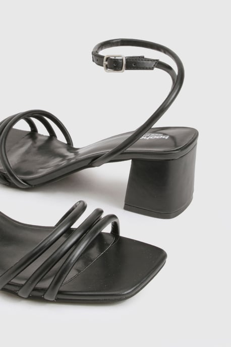 Wide Fit Square Toe Triple Strap Low Block Heel Sandals - Image 6