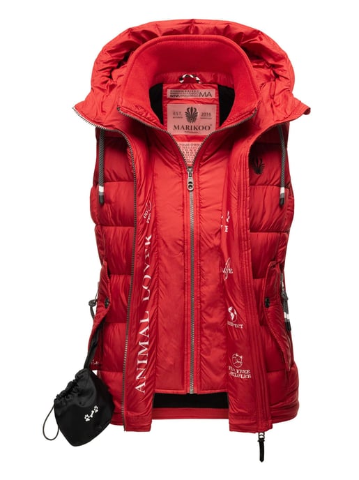 Marikoo dames gewatteerd vest – Taisaa, licht met capuchon & snackvak - Image 5