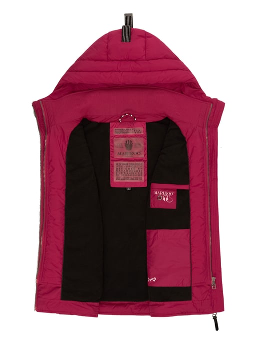 Marikoo dames gewatteerd vest – Taisaa, licht met capuchon & snackvak - Image 6