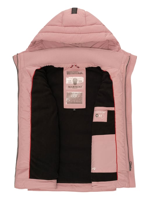 Marikoo dames gewatteerd vest – Taisaa, licht met capuchon & snackvak - Image 6