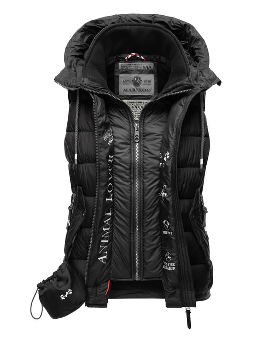 Marikoo dames gewatteerd vest – Taisaa, licht met capuchon & snackvak - Image 5