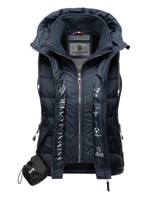 Marikoo dames gewatteerd vest – Taisaa, licht met capuchon & snackvak - Image 5