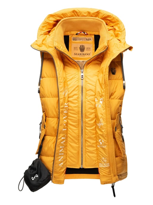 Marikoo dames gewatteerd vest – Taisaa, licht met capuchon & snackvak - Image 5
