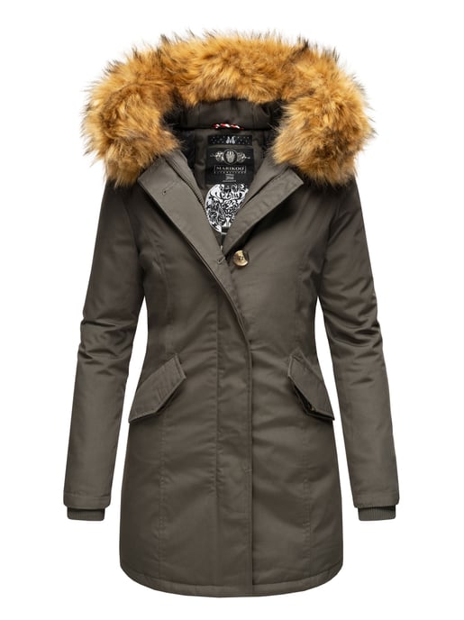 Marikoo dames winterparka met afneembare imitatiebontkraag & capuchon - Image 1