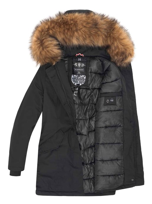 Marikoo dames winterparka met afneembare imitatiebontkraag & capuchon - Image 4