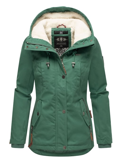Marikoo women’s winter jacket with teddy fleece lining & hood - Image 1