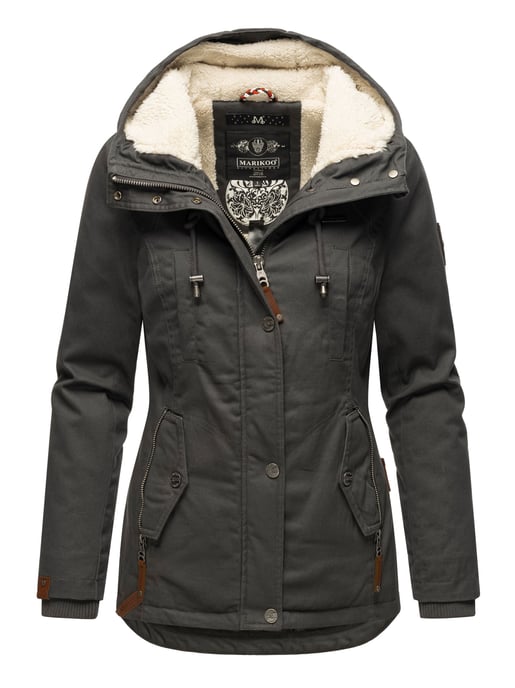 Marikoo women’s winter jacket with teddy fleece lining & hood - Image 1
