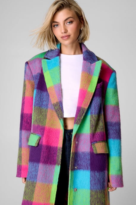 Multi Check Single Breasted Tailored Coat - Image 2