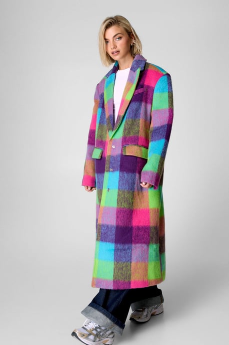 Multi Check Single Breasted Tailored Coat - Image 3