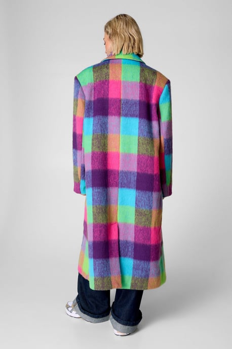 Multi Check Single Breasted Tailored Coat - Image 4