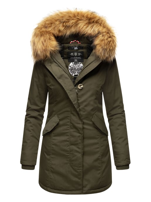 Marikoo dames winterparka met afneembare imitatiebontkraag & capuchon - Image 1