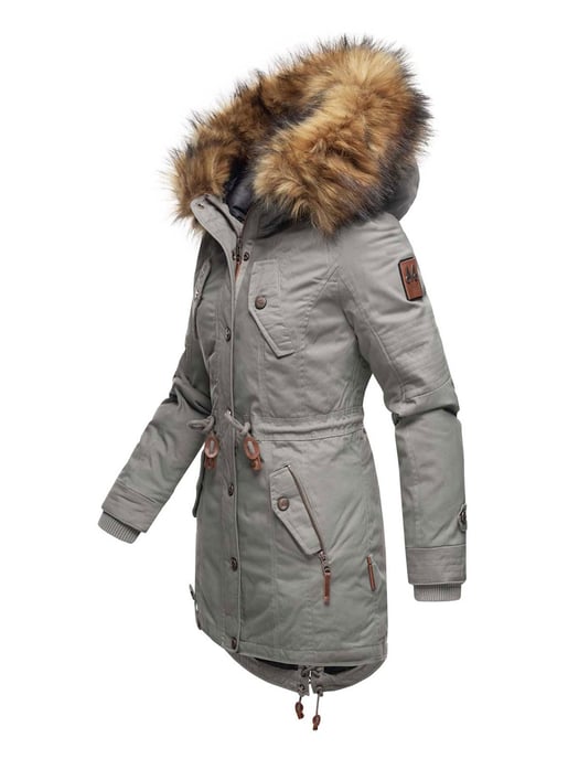 Marikoo dames winterjas met afneembare imitatiebontkraag & taillekoord - Image 2