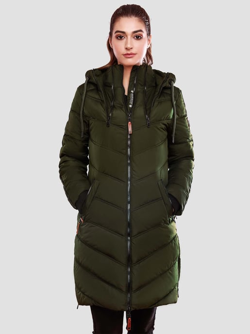 Marikoo women’s quilted winter coat – Armasa, long with hood & teddy lining - Image 2