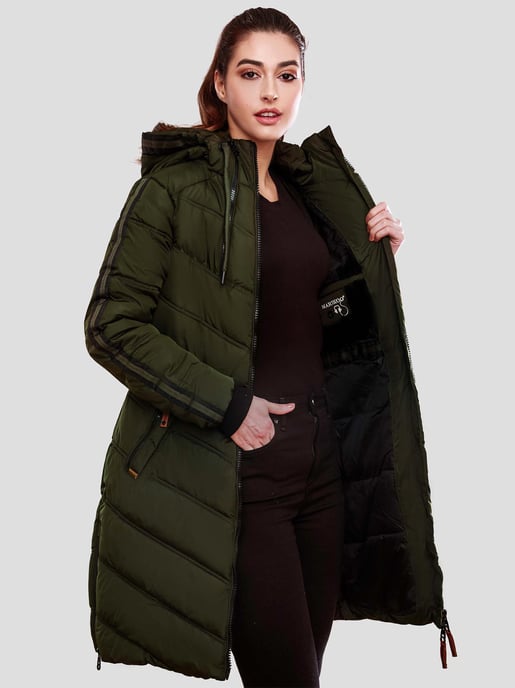 Marikoo women’s quilted winter coat – Armasa, long with hood & teddy lining - Image 3