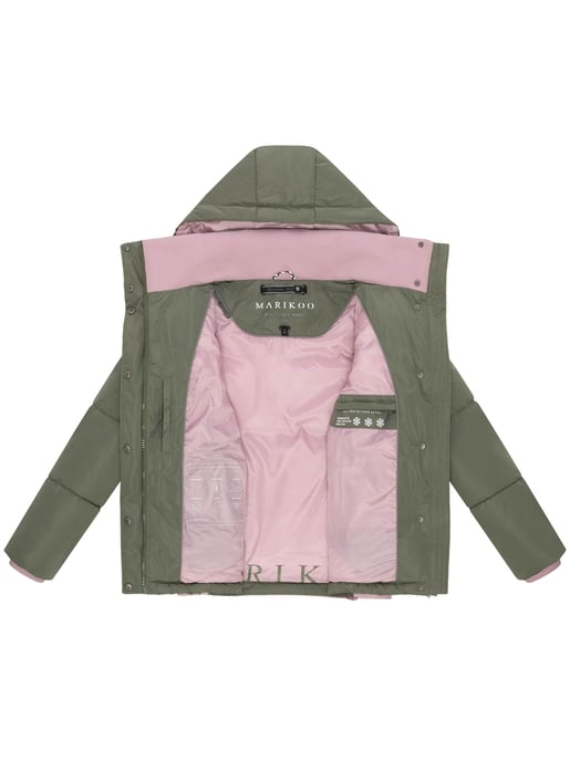 Marikoo women’s quilted jacket Omariaa with colorblock & detachable hood - Image 4
