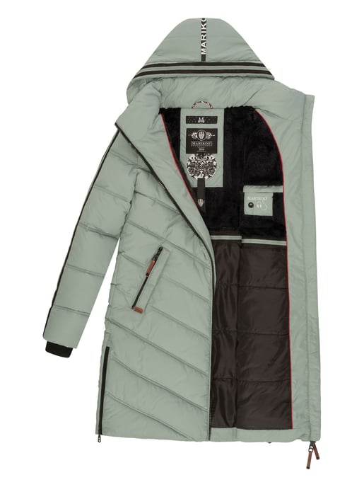 Marikoo women’s quilted winter coat – Armasa, long with hood & teddy lining - Image 5