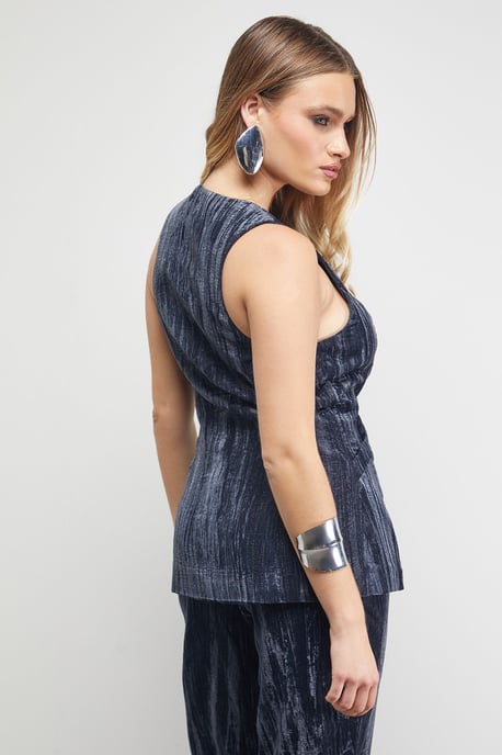 Crushed Velvet Longline Waistcoat - Image 3