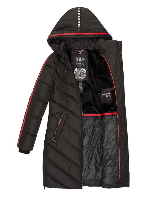 Marikoo women’s quilted winter coat – Armasa, long with hood & teddy lining - Image 4
