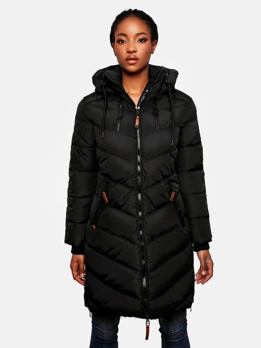 Marikoo women’s quilted winter coat – Armasa, long with hood & teddy lining - Image 6