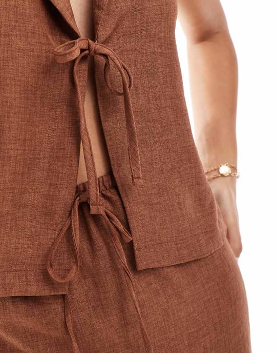 ONLY tie front top co-ord in rust - Image 2