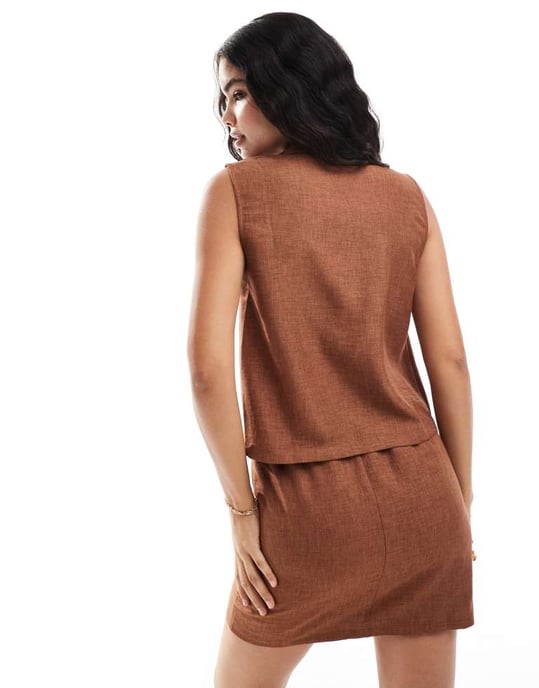 ONLY tie front top co-ord in rust - Image 4