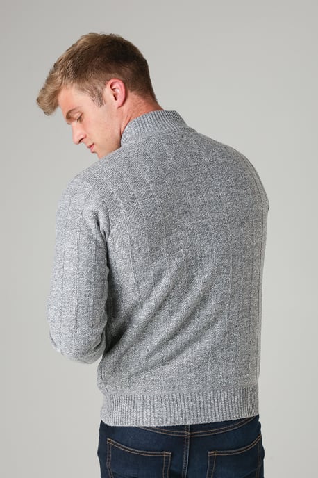 Grey Sherpa Lined Zip-Through Cardigan - Image 2