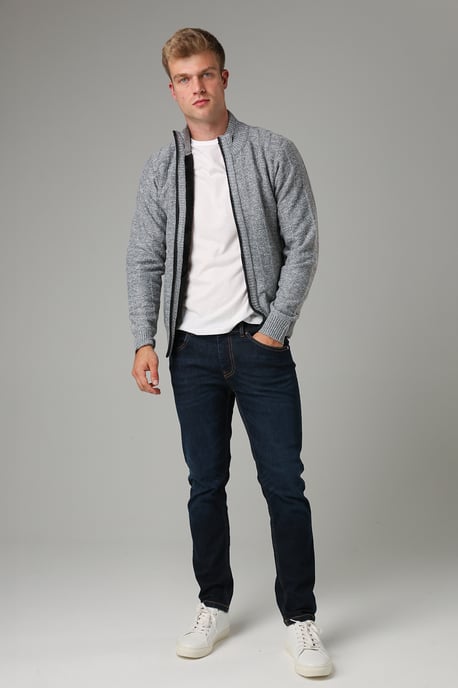 Grey Sherpa Lined Zip-Through Cardigan - Image 3