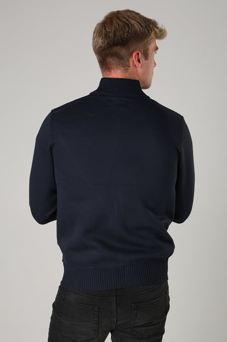 Blue Quilted Fleece Lined Zip-Through Cardigan - Image 2