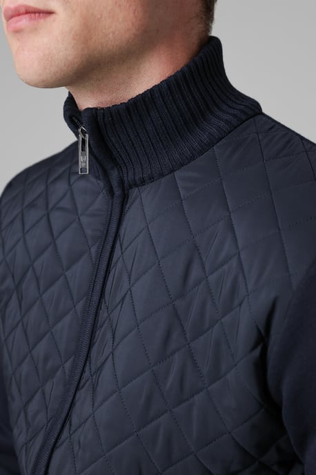 Blue Quilted Fleece Lined Zip-Through Cardigan - Image 4